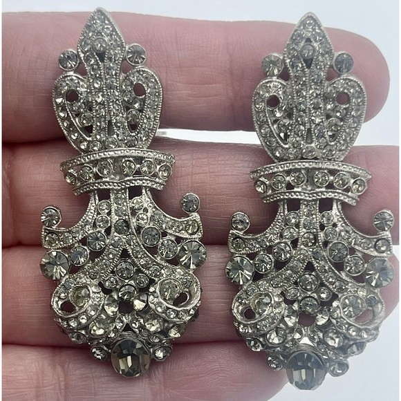 Vintage Tara Statement Hindged Bling Earrings - Picture 2 of 9